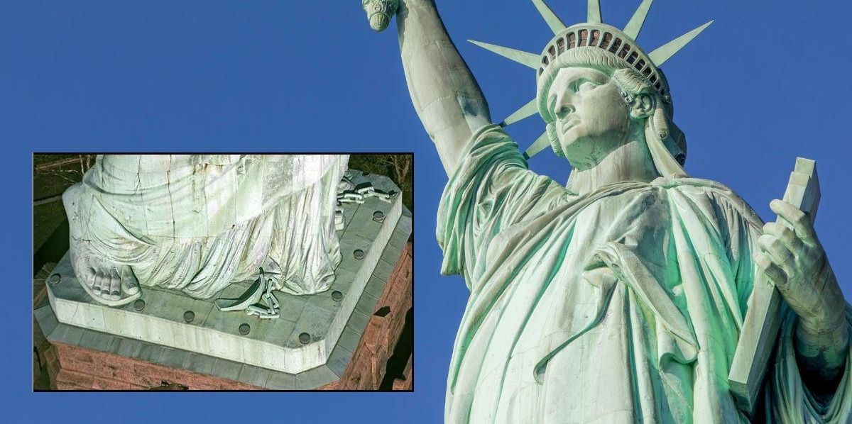 Why there's a shackle and chain at the foot of the Statue of Liberty -  Upworthy